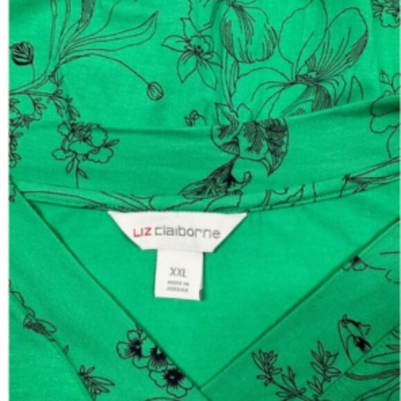 Liz Claiborne Green Floral Blouse - NWT, XXL, Stylish & Versatile - Picture 3 of 8